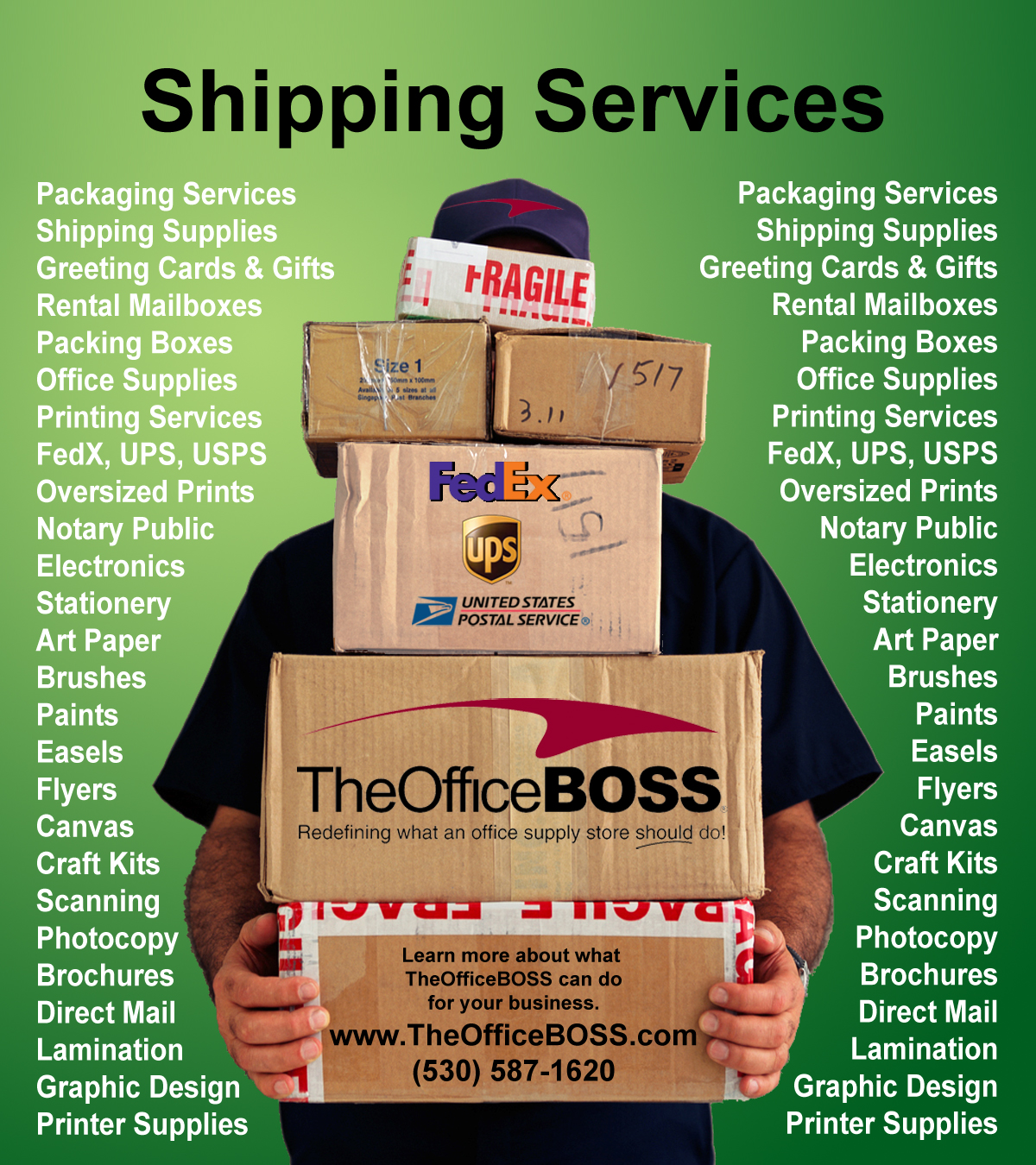 Shipping Services The Office BOSS Mail Center/Office Products/Printing